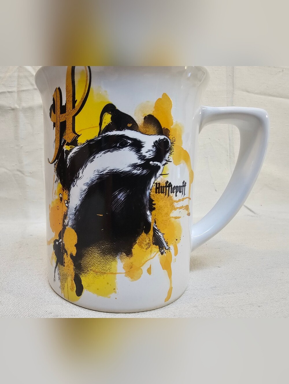 Wizarding World Characters Hufflepuff House Badger Ceramic Mug-Yellow and Black
